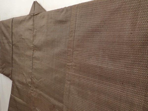 Photo5: 6703T12z480 Vintage Japanese Kimono Silk Men's HAORI  Brown-Gray (5)