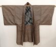 Photo6: 6703T12z480 Vintage Japanese Kimono Silk Men's HAORI  Brown-Gray (6)
