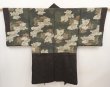 Photo2: 6703T14z540 Vintage Japanese Kimono Silk Men's HAORI Shishi Dark brown (2)