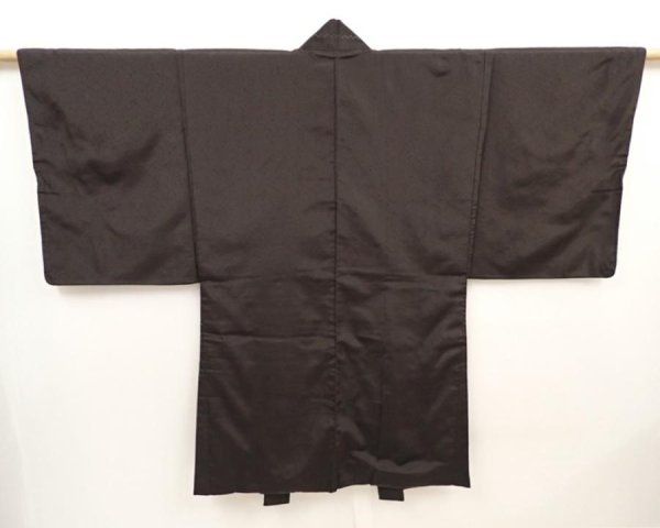 Photo4: 6703T14z540 Vintage Japanese Kimono Silk Men's HAORI Shishi Dark brown (4)