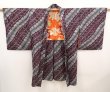 Photo5: 6704T01z440 Antique Japanese Kimono Silk HAORI Wisteria Grape (5)
