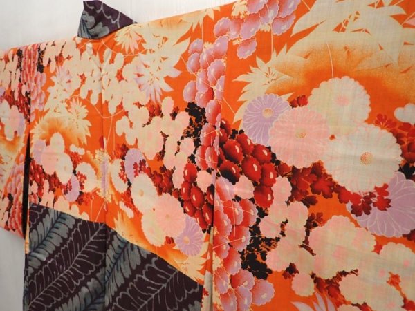 Photo7: 6704T01z440 Antique Japanese Kimono Silk HAORI Wisteria Grape (7)