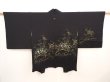 Photo1: 6704T02z530 Vintage Japanese Kimono Silk HAORI Flower Black (1)
