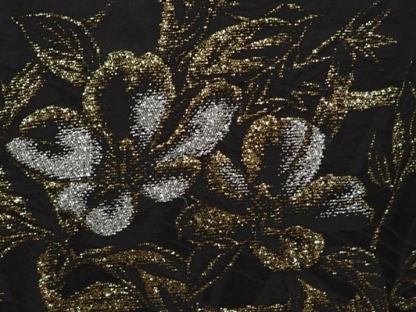 Photo4: 6704T02z530 Vintage Japanese Kimono Silk HAORI Flower Black (4)