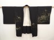 Photo6: 6704T02z530 Vintage Japanese Kimono Silk HAORI Flower Black (6)