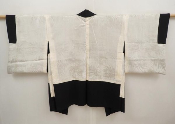 Photo7: 6704T02z530 Vintage Japanese Kimono Silk HAORI Flower Black (7)
