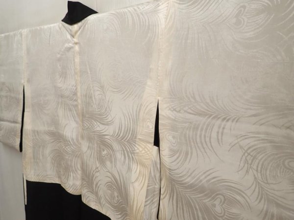Photo8: 6704T02z530 Vintage Japanese Kimono Silk HAORI Flower Black (8)