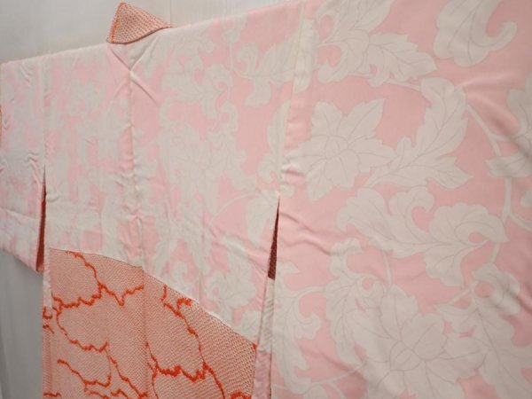Photo7: 6704T03z580 Vintage Japanese Kimono Silk SHIBORI HAORI Cloud Peach (7)