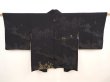 Photo1: 6704T04z610 Vintage Japanese Kimono Silk HAORI Itsukushima Shrine Black (1)