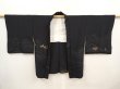 Photo6: 6704T04z610 Vintage Japanese Kimono Silk HAORI Itsukushima Shrine Black (6)