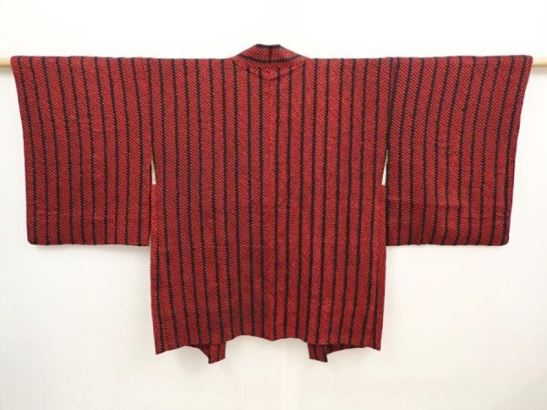 Photo1: 6704T05z550 Vintage Japanese Kimono Silk SHIBORI HAORI  Dark red (1)