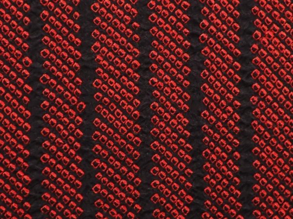Photo4: 6704T05z550 Vintage Japanese Kimono Silk SHIBORI HAORI  Dark red (4)