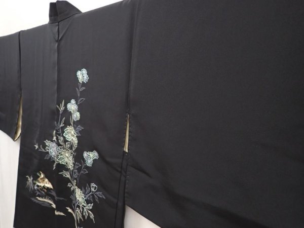 Photo2: 6704T06z590 Vintage Japanese Kimono Silk HAORI Bird Black (2)