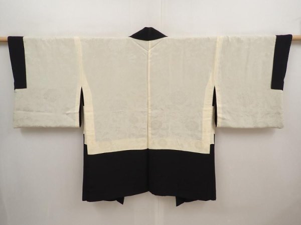 Photo6: 6704T06z590 Vintage Japanese Kimono Silk HAORI Bird Black (6)