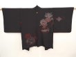 Photo1: 6704T07z470 Vintage Japanese Kimono Silk HAORI Shishi Black (1)