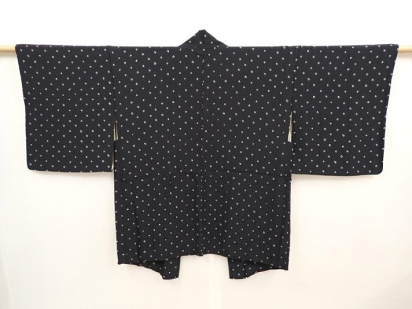 Photo1: 6704T08z500 Vintage Japanese Kimono Silk HAORI Hemp Black (1)