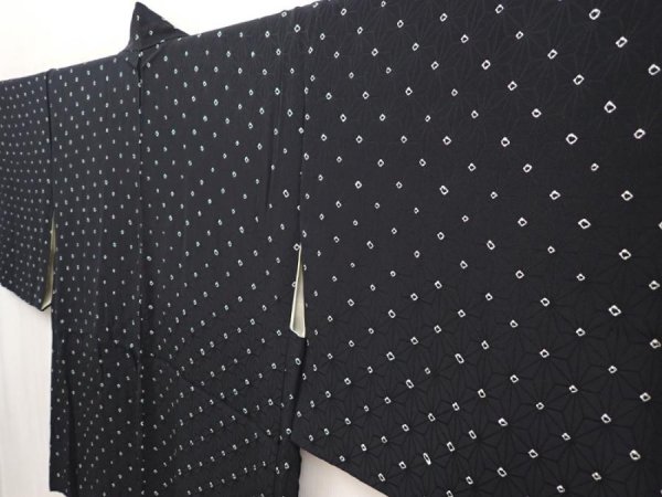 Photo2: 6704T08z500 Vintage Japanese Kimono Silk HAORI Hemp Black (2)