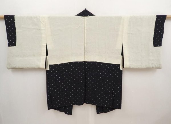 Photo6: 6704T08z500 Vintage Japanese Kimono Silk HAORI Hemp Black (6)