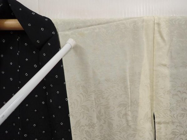 Photo8: 6704T08z500 Vintage Japanese Kimono Silk HAORI Hemp Black (8)