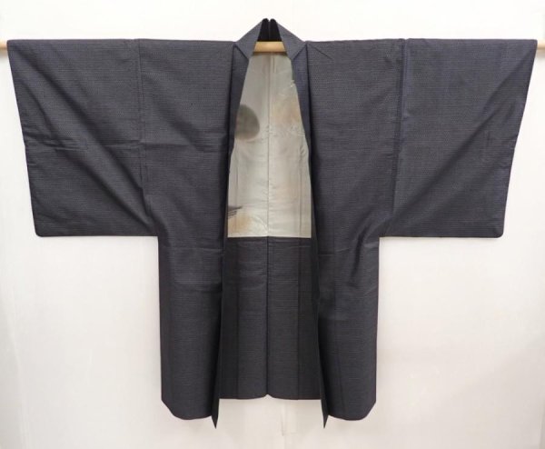 Photo6: 6704T11z440 Vintage Japanese Kimono Silk Men's HAORI Gourd Black (6)