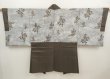 Photo1: 6704T12z500 Vintage Japanese Kimono Silk Men's HAORI 寿 Olive-Brown (1)