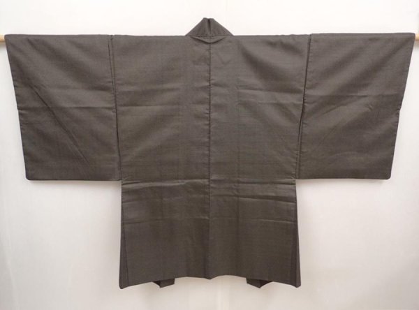 Photo4: 6704T12z500 Vintage Japanese Kimono Silk Men's HAORI 寿 Olive-Brown (4)