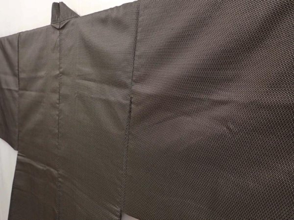 Photo5: 6704T12z500 Vintage Japanese Kimono Silk Men's HAORI 寿 Olive-Brown (5)