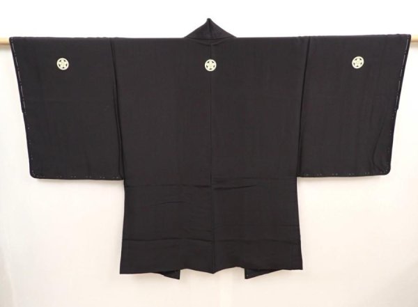 Photo4: 6704T13z540 Vintage Japanese Kimono Silk Men's HAORI Daruma Black (4)