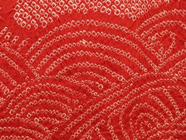 Photo4: 6708T01z420 Vintage Japanese Kimono Silk SHIBORI HAORI Wave Dark red (4)