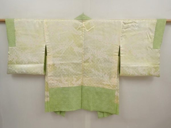 Photo6: 6708T04z450 Vintage Japanese Kimono Silk SHIBORI HAORI  Yellow green (6)