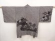 Photo1: 6708T05z490 Vintage Japanese Kimono Silk SHIBORI HAORI Flower Black (1)