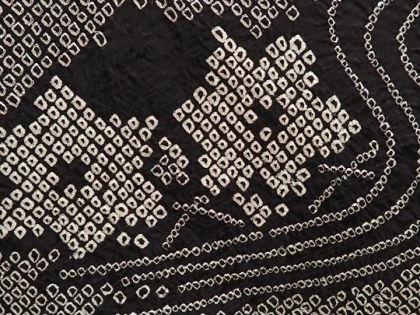 Photo3: 6708T05z490 Vintage Japanese Kimono Silk SHIBORI HAORI Flower Black (3)