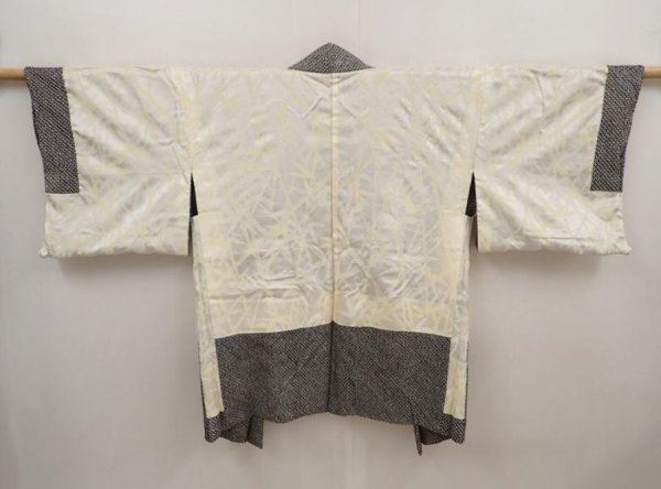 Photo6: 6708T05z490 Vintage Japanese Kimono Silk SHIBORI HAORI Flower Black (6)