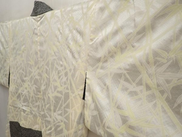 Photo7: 6708T05z490 Vintage Japanese Kimono Silk SHIBORI HAORI Flower Black (7)