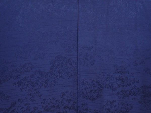 Photo3: 6708T07z450 Vintage Japanese Kimono Silk HAORI Trees Navy (3)
