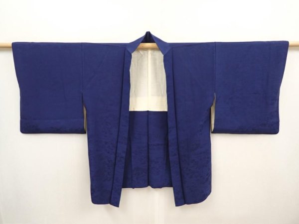 Photo5: 6708T07z450 Vintage Japanese Kimono Silk HAORI Trees Navy (5)