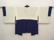 Photo7: 6708T07z450 Vintage Japanese Kimono Silk HAORI Trees Navy (7)