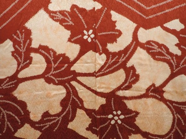 Photo3: 6708T09z580 Vintage Japanese Kimono Silk HAORI Flower Brown (3)