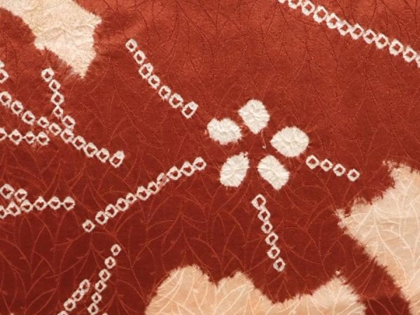 Photo4: 6708T09z580 Vintage Japanese Kimono Silk HAORI Flower Brown (4)