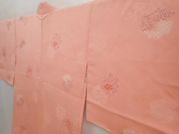 Photo2: 6708T10z540 Vintage Japanese Kimono Silk HAORI Flowers Pink (2)