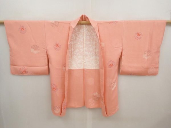 Photo5: 6708T10z540 Vintage Japanese Kimono Silk HAORI Flowers Pink (5)