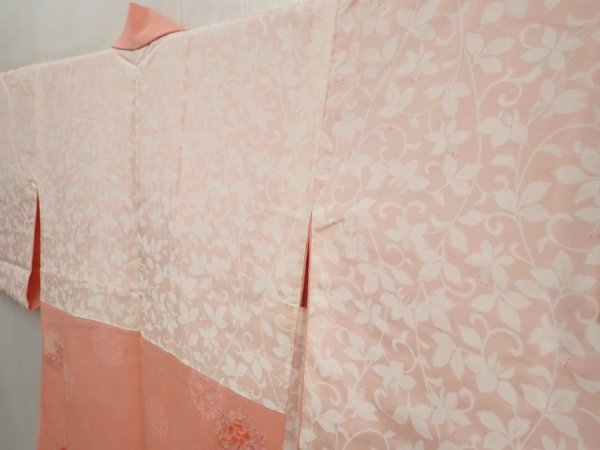 Photo7: 6708T10z540 Vintage Japanese Kimono Silk HAORI Flowers Pink (7)