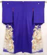 Photo1: 6708T11z440 Antique Japanese Kimono Silk IROTOMESODE Dark lavender blue (1)