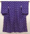 Photo1: 6708T13z580 Vintage Japanese Kimono Silk KOMON Flower Dark lavender blue (1)