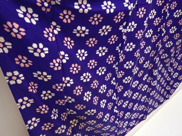 Photo2: 6708T13z580 Vintage Japanese Kimono Silk KOMON Flower Dark lavender blue (2)