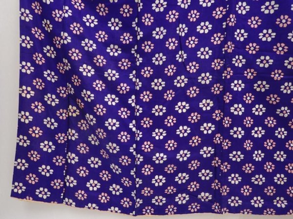 Photo3: 6708T13z580 Vintage Japanese Kimono Silk KOMON Flower Dark lavender blue (3)