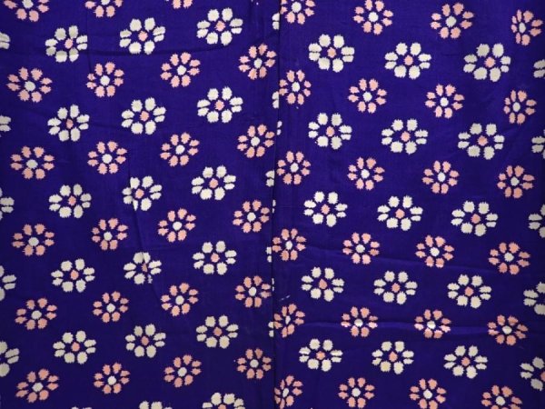 Photo5: 6708T13z580 Vintage Japanese Kimono Silk KOMON Flower Dark lavender blue (5)