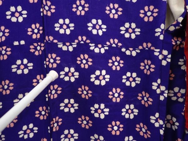 Photo7: 6708T13z580 Vintage Japanese Kimono Silk KOMON Flower Dark lavender blue (7)