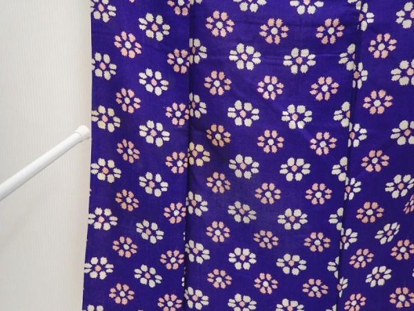 Photo8: 6708T13z580 Vintage Japanese Kimono Silk KOMON Flower Dark lavender blue (8)