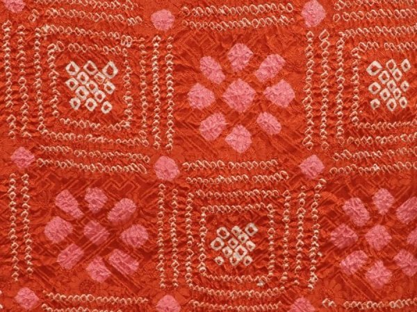 Photo4: 6709T02z390 Vintage Japanese Kimono Silk SHIBORI HAORI Flower Dark orange (4)